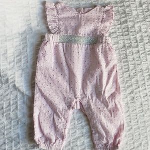 Cat & Jack Pink and Silver Ruffle Jumpsuit 0-3m